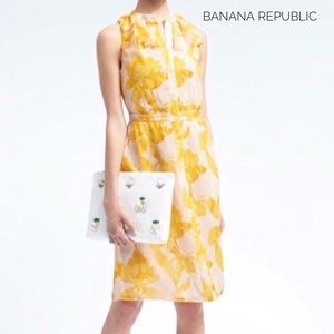 Banana Republic Dress Sleeveless Ruffle Button High Neck Shirtdress Floral (4)